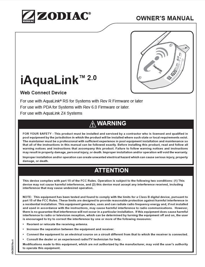 iAquaLink Manuals | Swimming Pool Automation & Mobile Apps by ZODIAC®